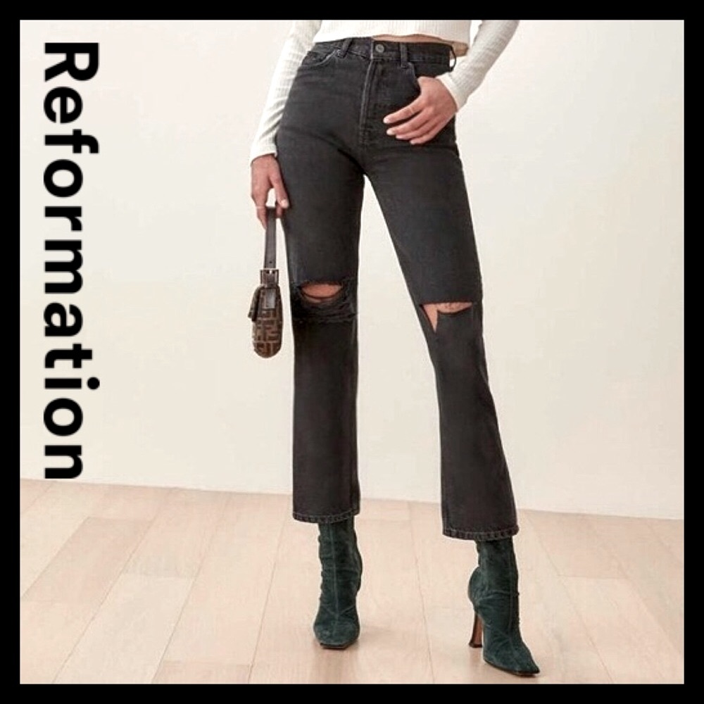 Reformation Premium Cynthia High Rise Straight Leg Denim Jeans Size (27)